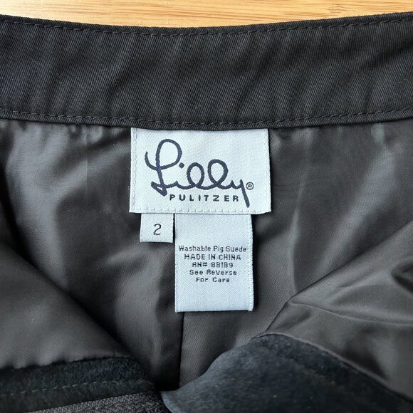 Vintage 90s Lilly Pulitzer 100% Suede Black A-Line Mini Skirt 2 | Luxe Essential - Picture 5 of 11